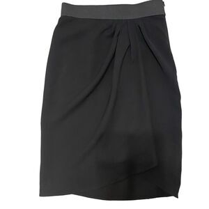 Derek Lam Silk Skirt Sz 6 Black Elastic Waist Knee Length Pleated Designer Party